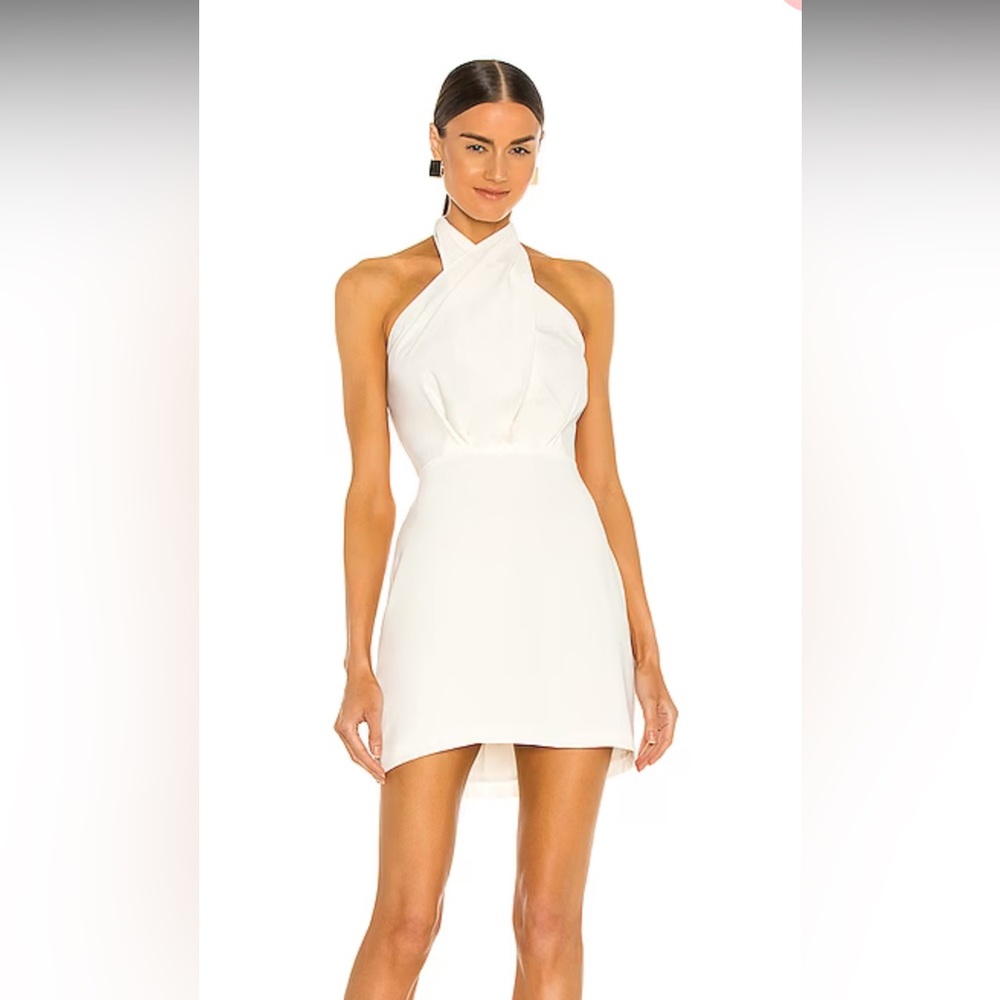 Black halo white halter dress